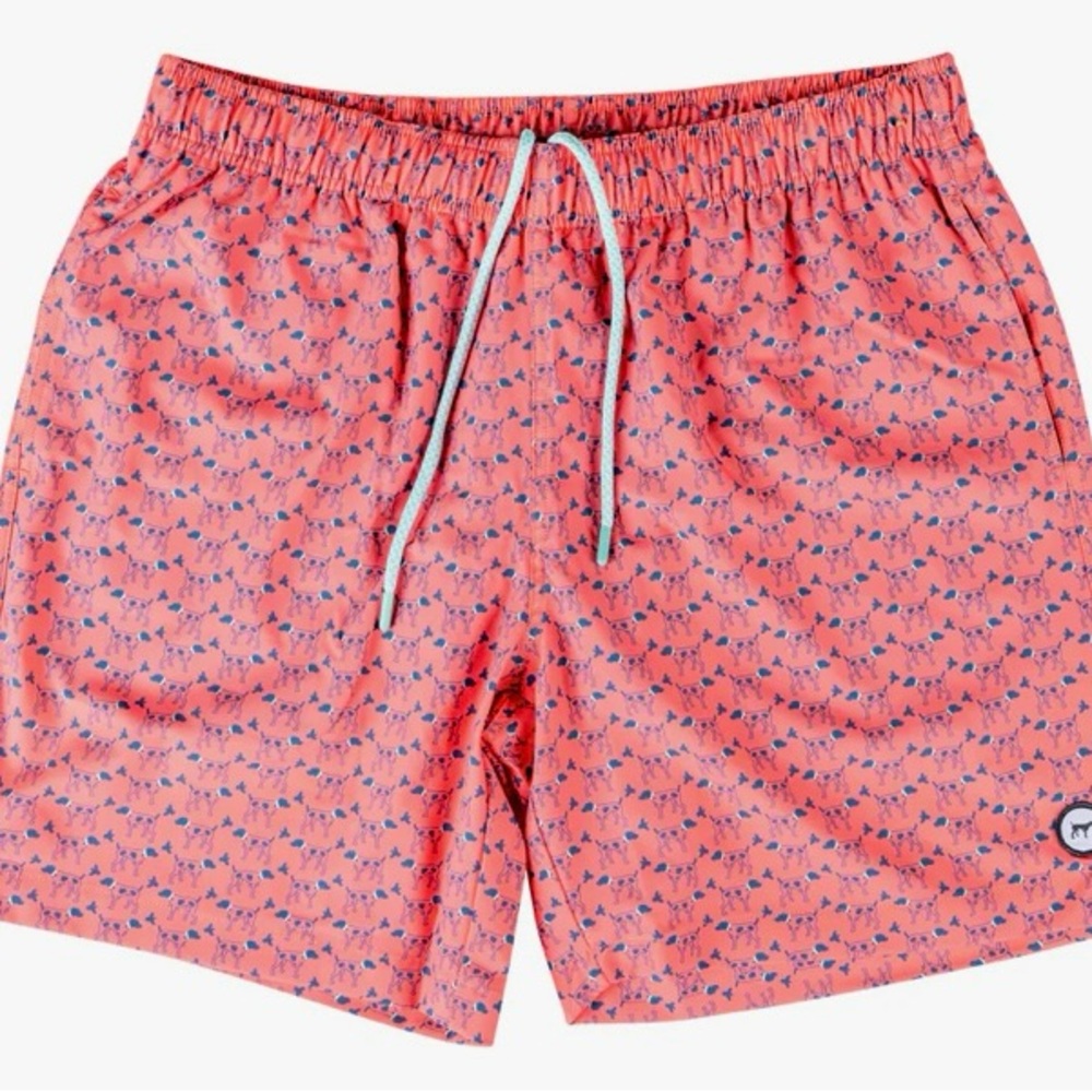 Southern Point Co. Men’s Coral Swim Shorts with Blue Pattern
